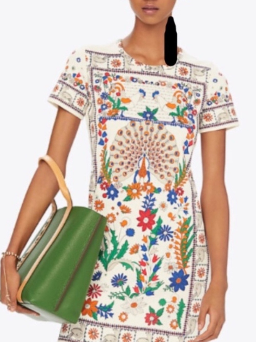 Tory Burch Peacock Meadow Cotton Shift Dress L